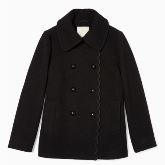 Kate Spade New York | Black Scalloped Peacoat - Picture 1 of 10